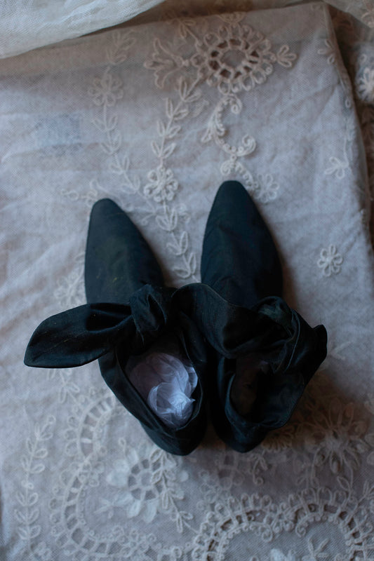 Green Silk Booties | Romeo Gigli