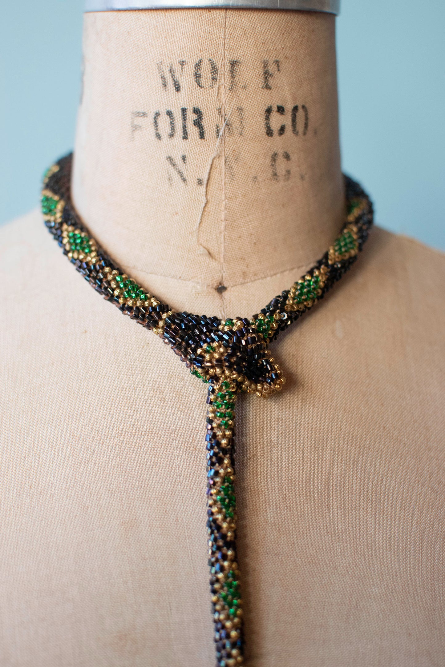 Bead Crochet Snake | 0il Slick w/ Emerald Diamonds