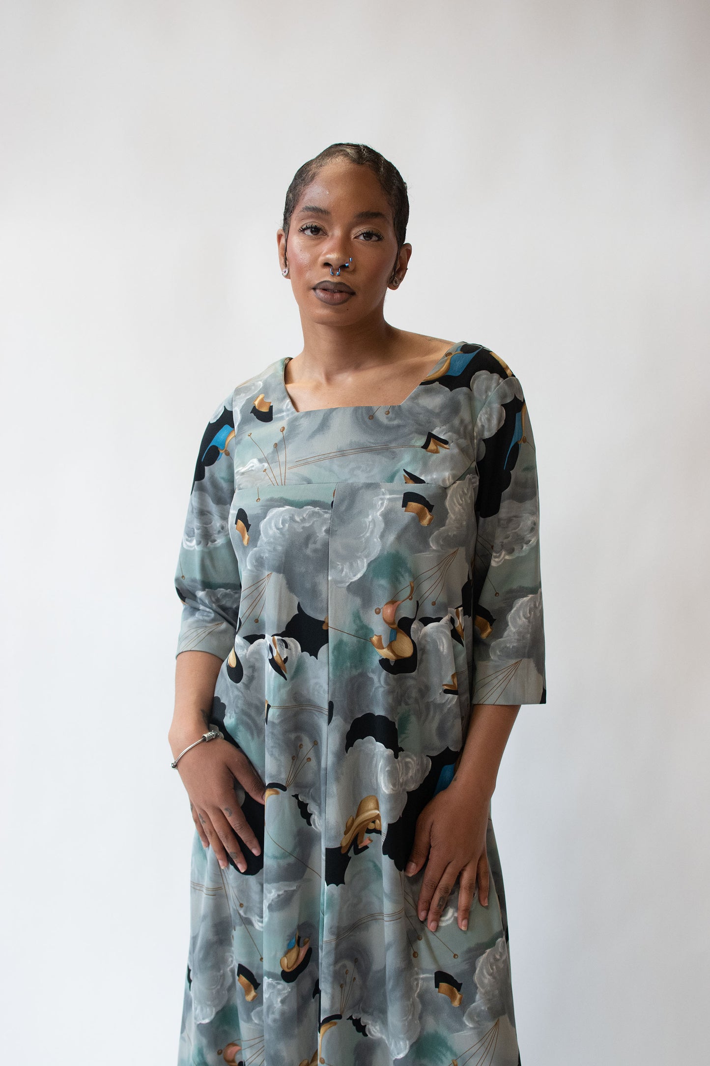 1970s Surrealist Print Dress