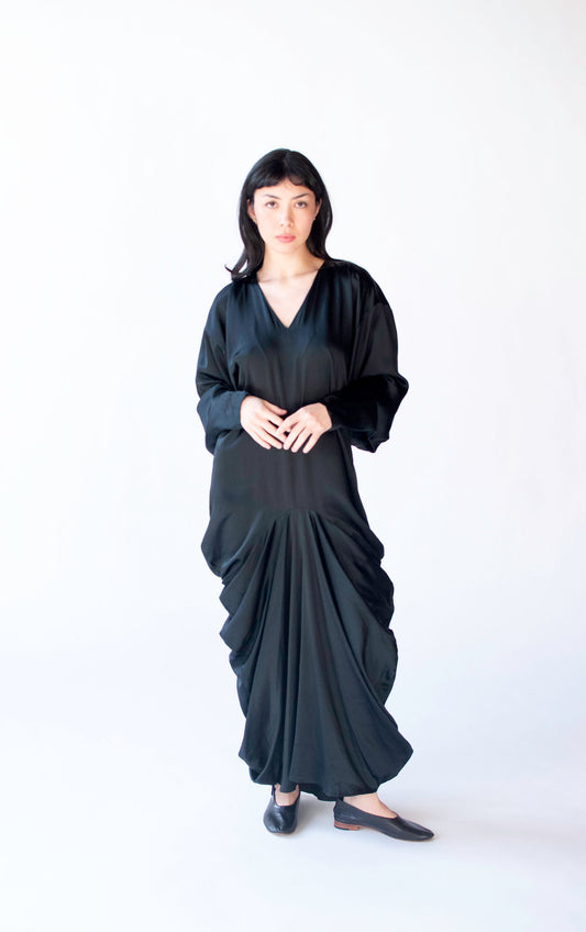 1980s Draped Silk Dress