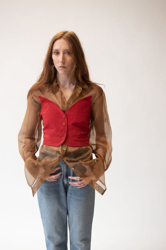 Red Moire Bustier | Romeo Gigli 1991