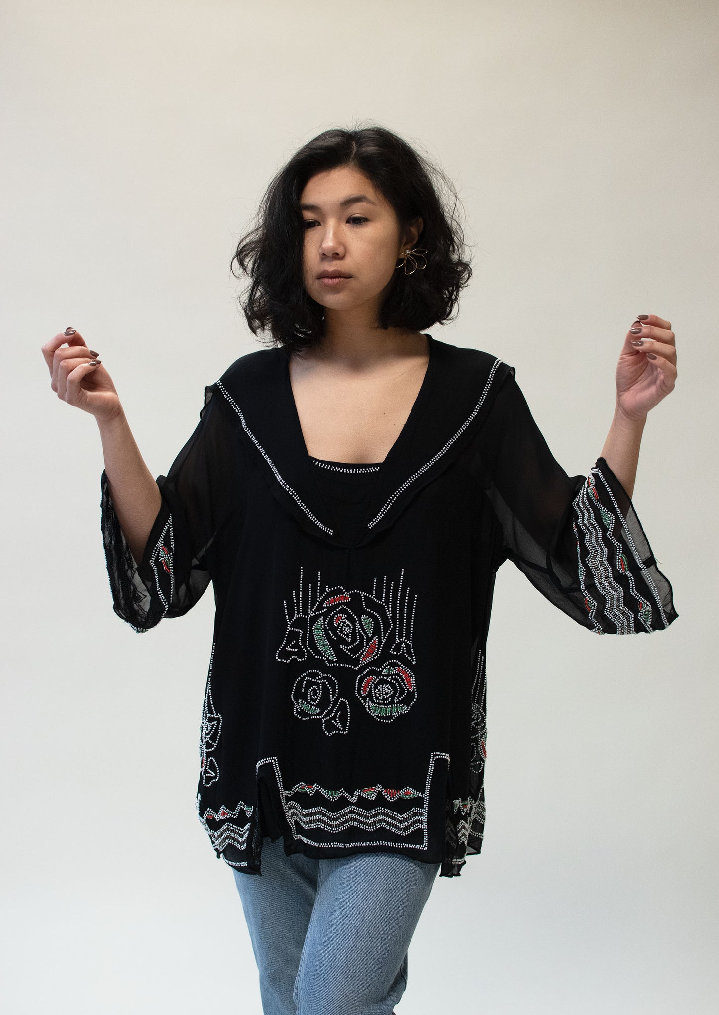 Beaded Chiffon Blouse | Anna Suit