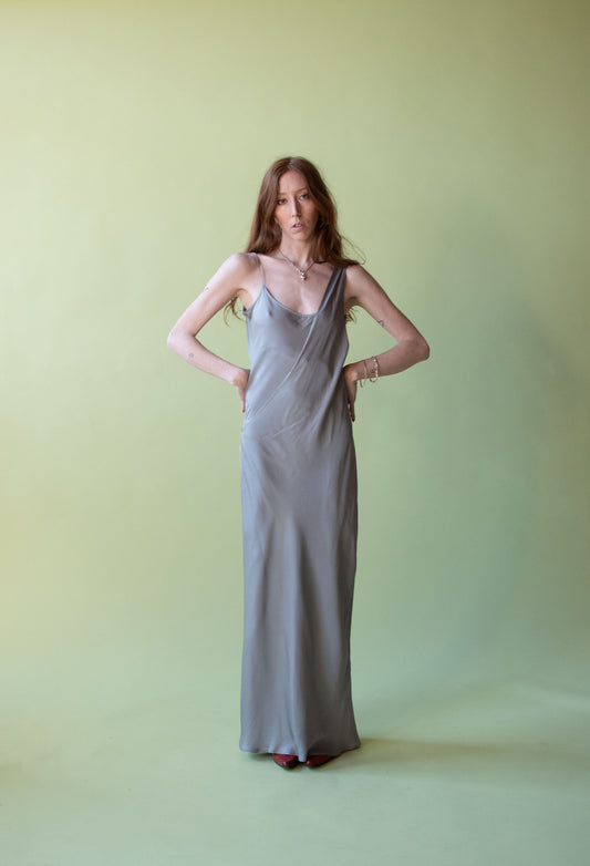 Gray Silk Slip Dress | Amanda Wakeley