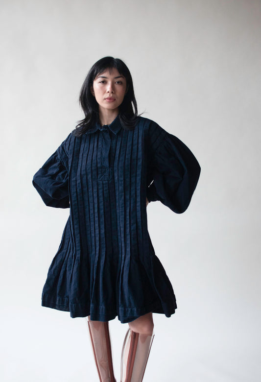 Indigo Balloon Sleeve Dress | Jan Barboglio