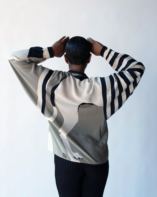 1980s Greyhoud Print Silk Blouse | Michael Vollbracht