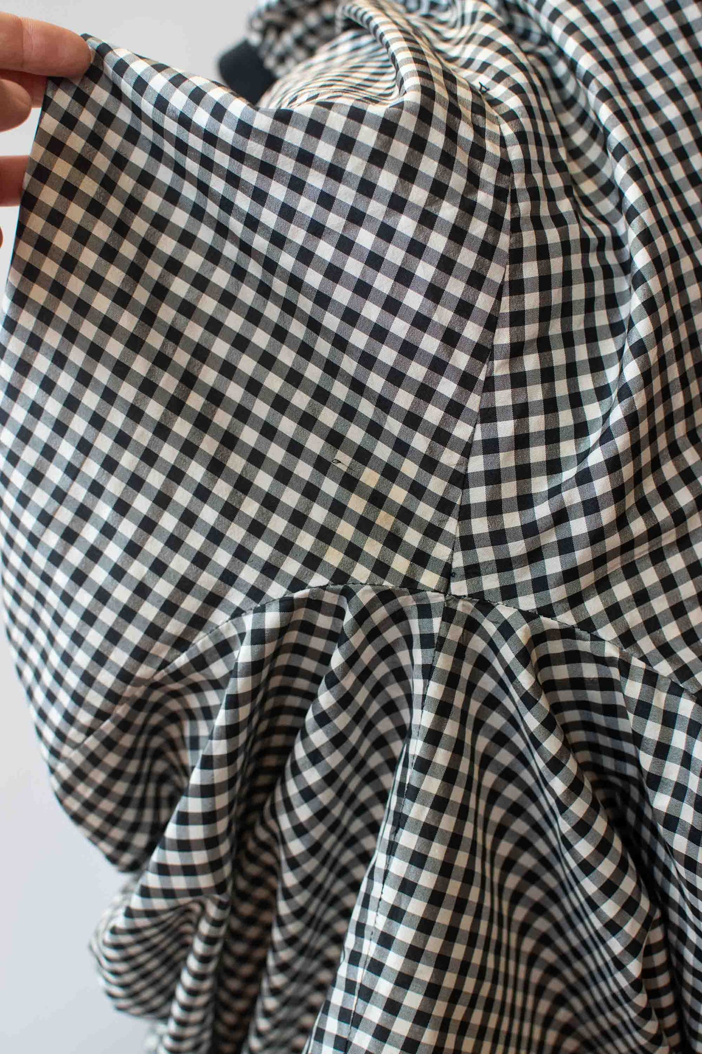1990s Gingham Silk Balloon sleeve blouse | Isaac Mizrahi