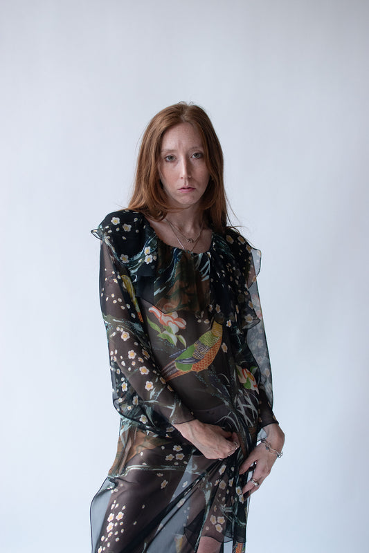 1990s Printed Chiffon Dress | Stephen Burrows