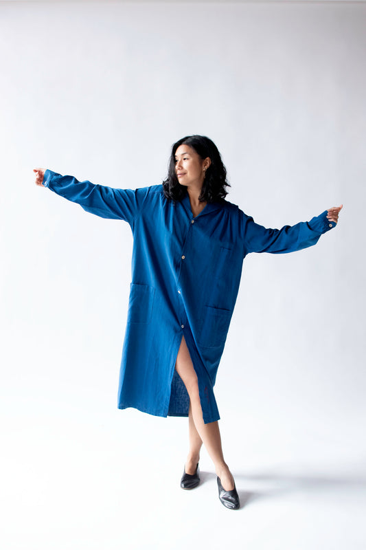 1930s Cobalt Smock Dress