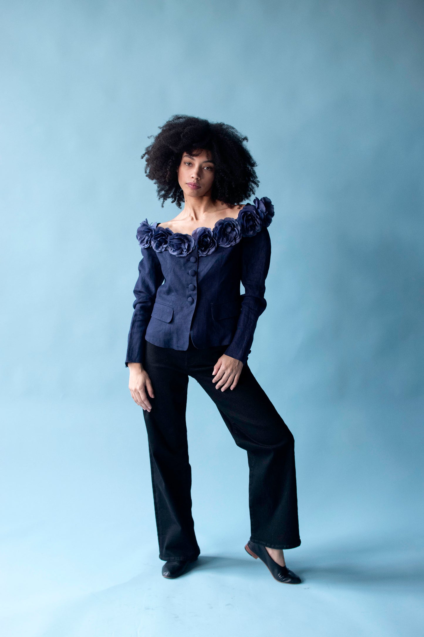 1990s Linen Jacket w/ Flowers | Lulu Bravo