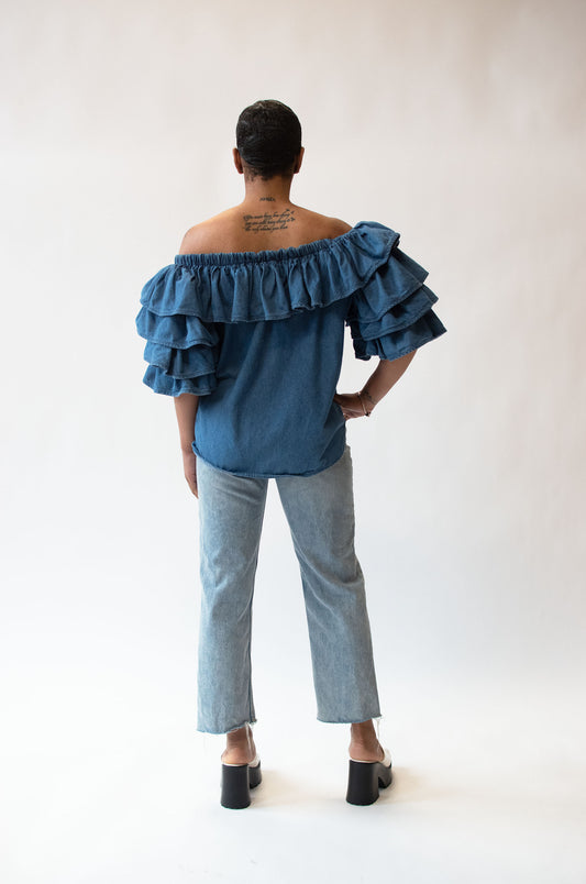 Denim Ruffle Top | Jan Barbaglio