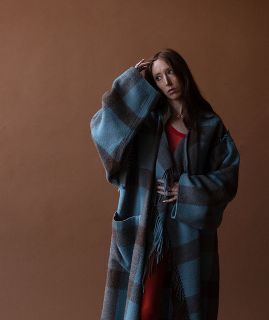 Blue Plaid Blanket Coat | Castelbejac