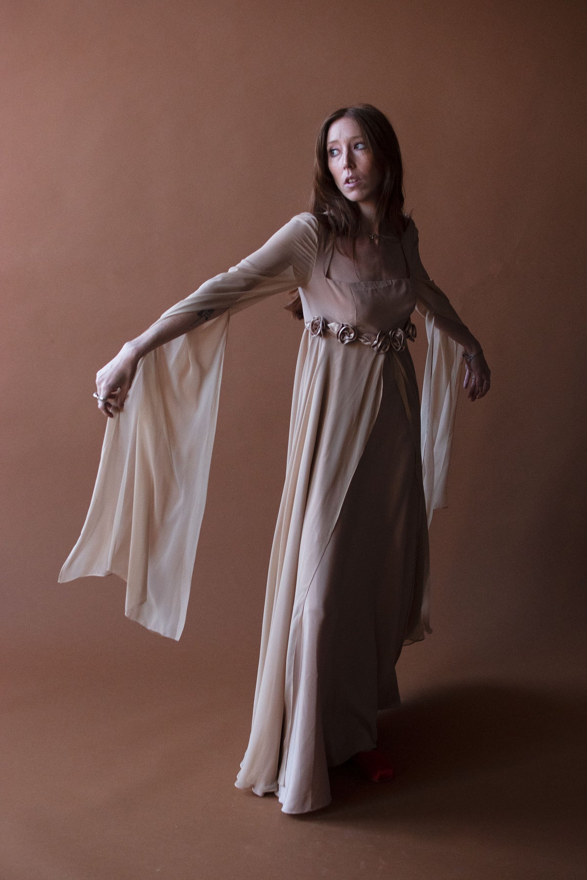 Beige Rosette Dress