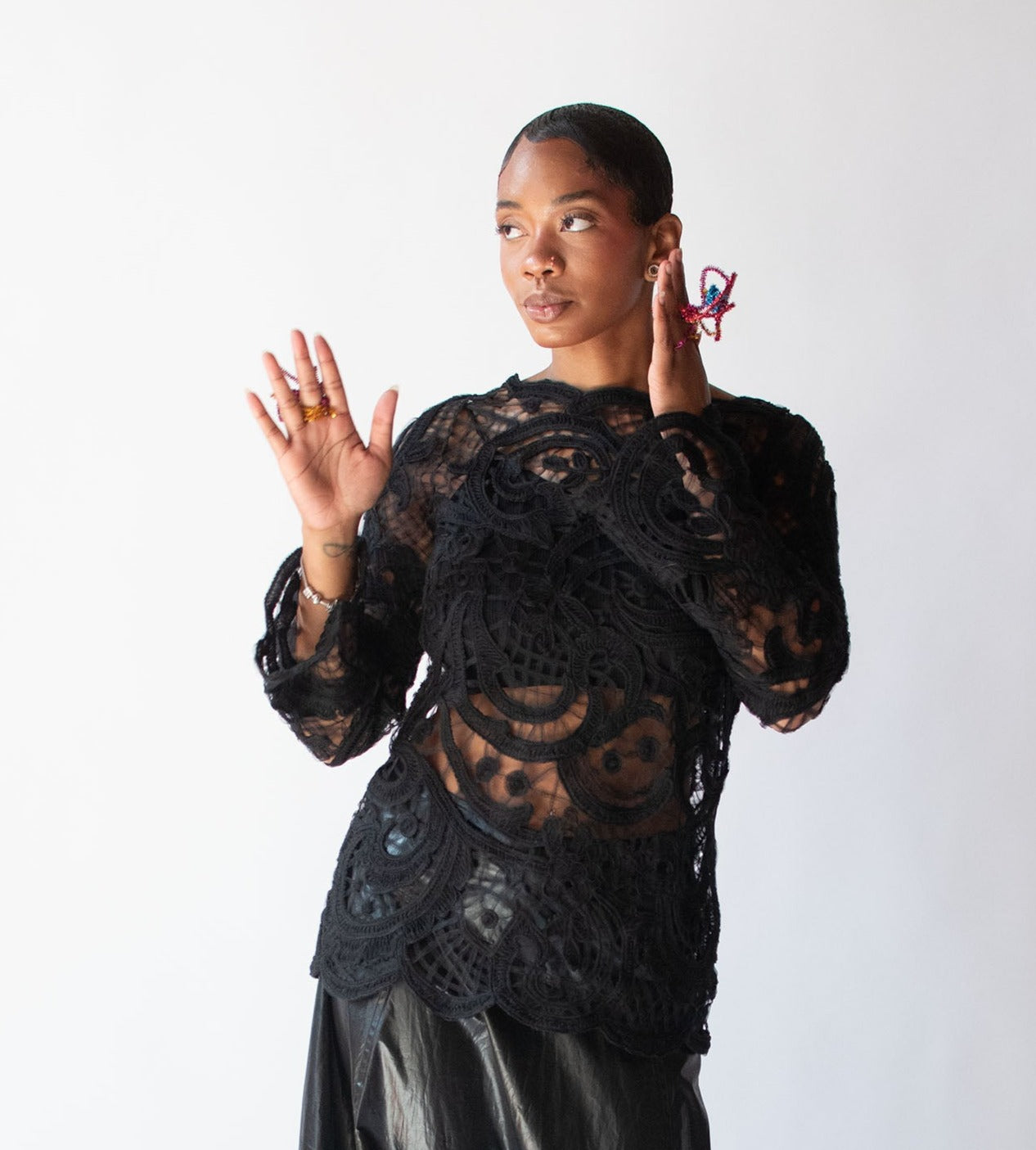 1990s Tulle Lace Shirt | Thiery Mugler