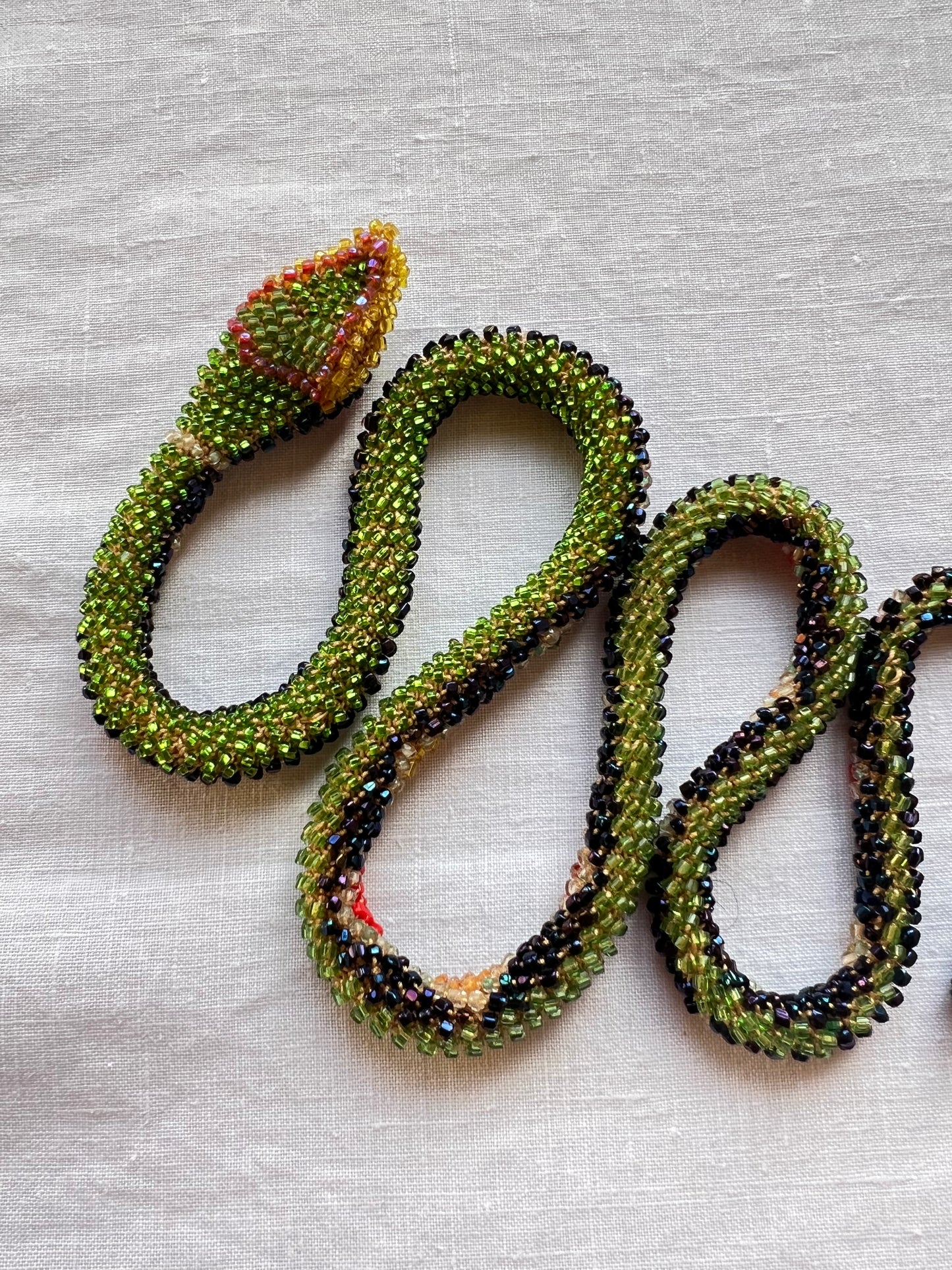 Bead Crochet Snake | Oil Slick Multi Color Diamond