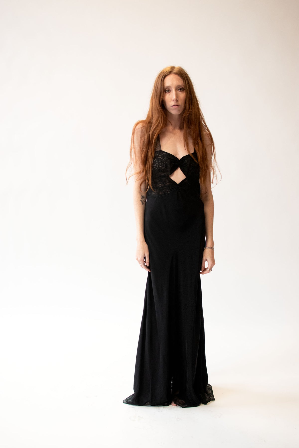 1940s Black Cutout Nightgown
