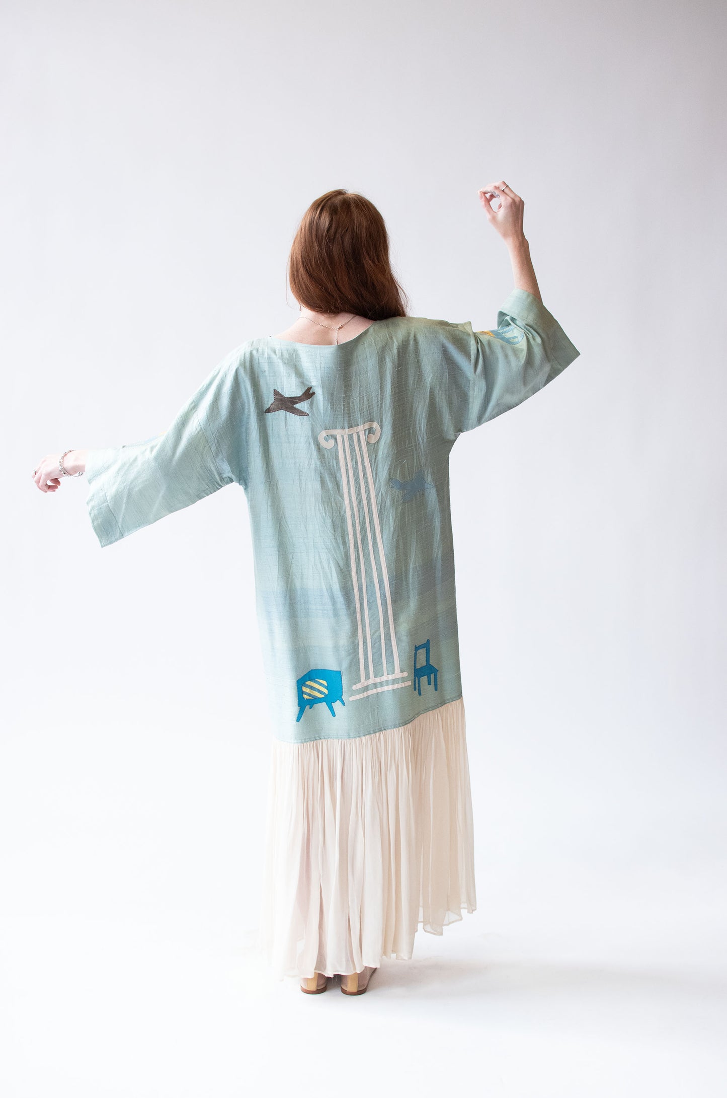 1980s Silk Dress w/ Applique | Tim Jocelyn