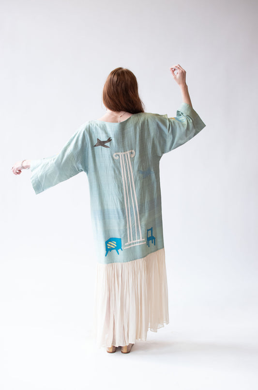 1980s Silk Dress w/ Applique | Tim Jocelyn