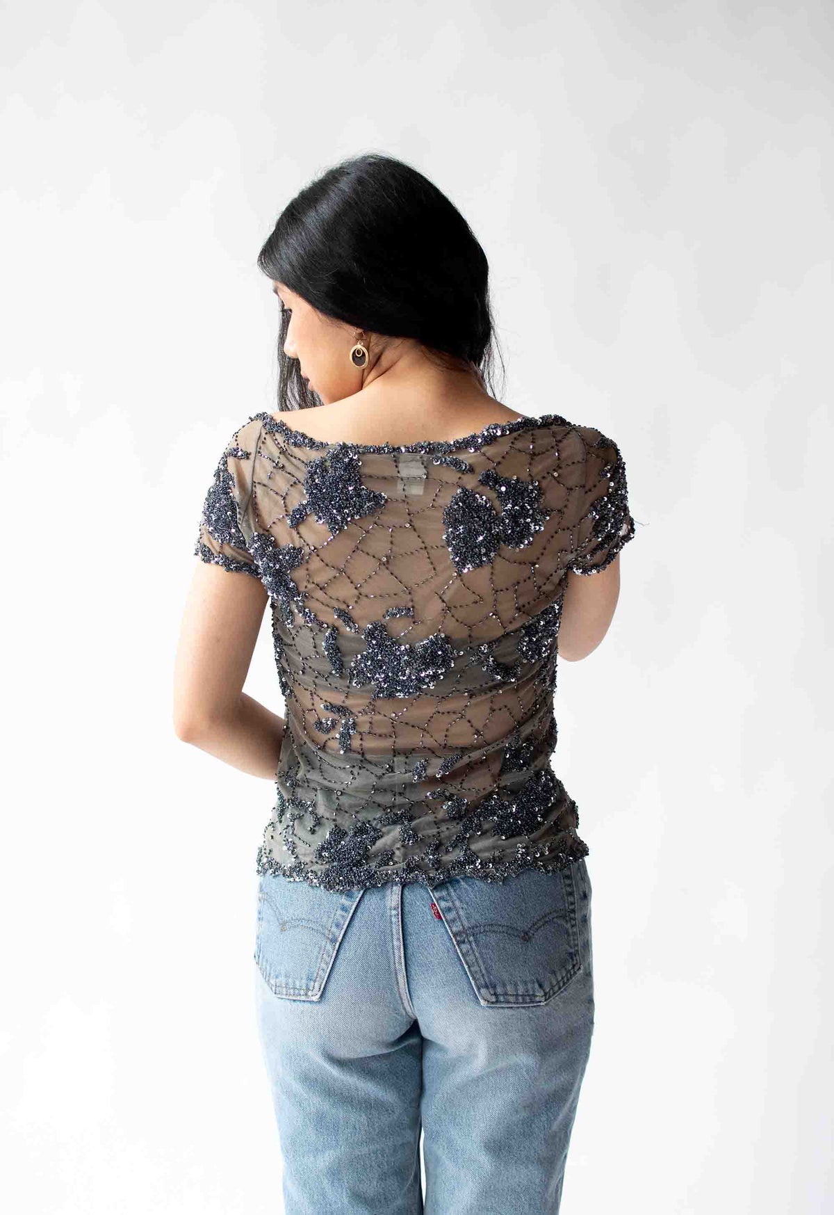 1990s Beaded Mesh Top | Krizia