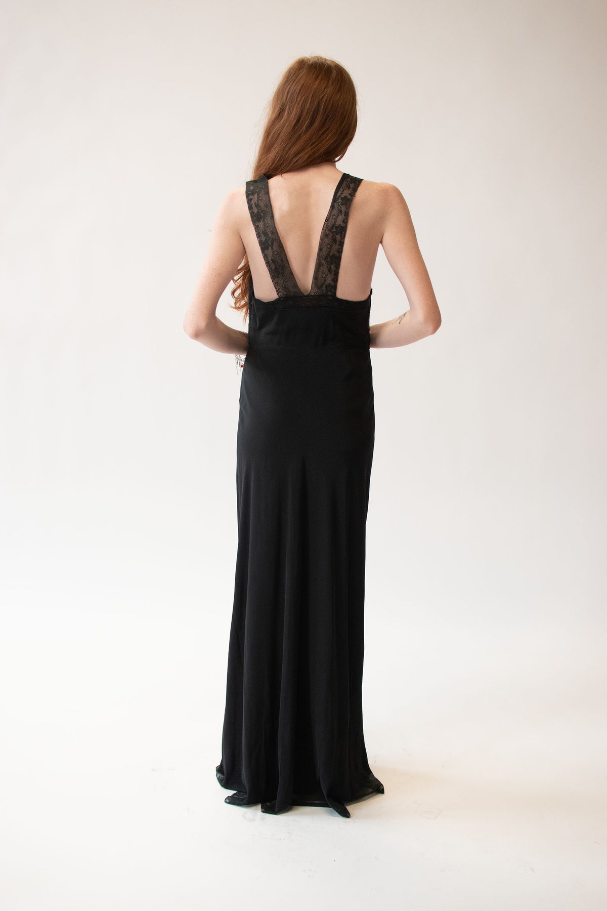 1940s Black Cutout Nightgown