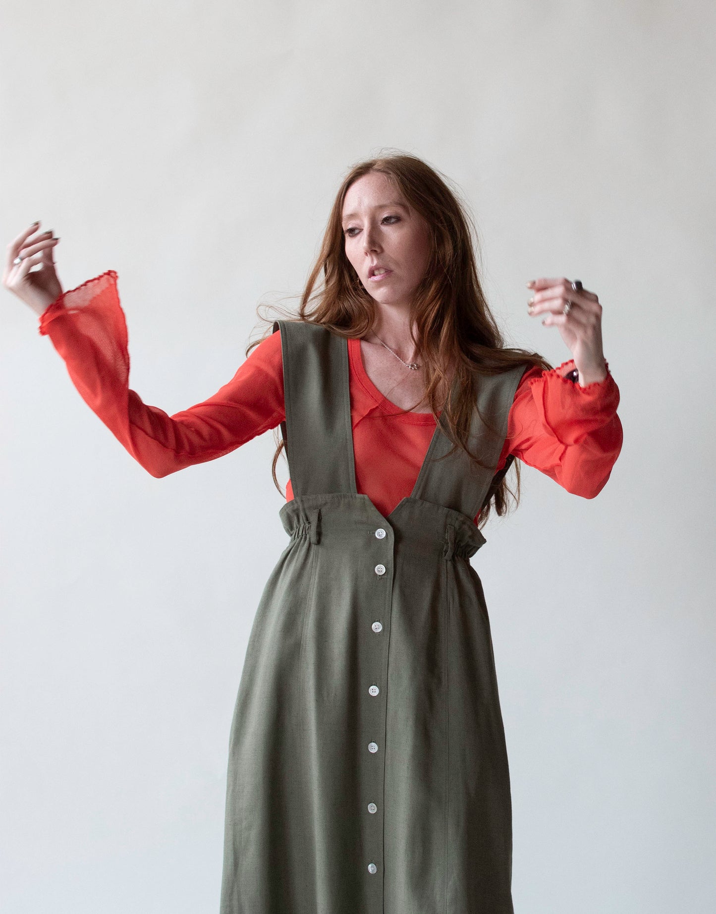 1980s Olive Suspender Skirt