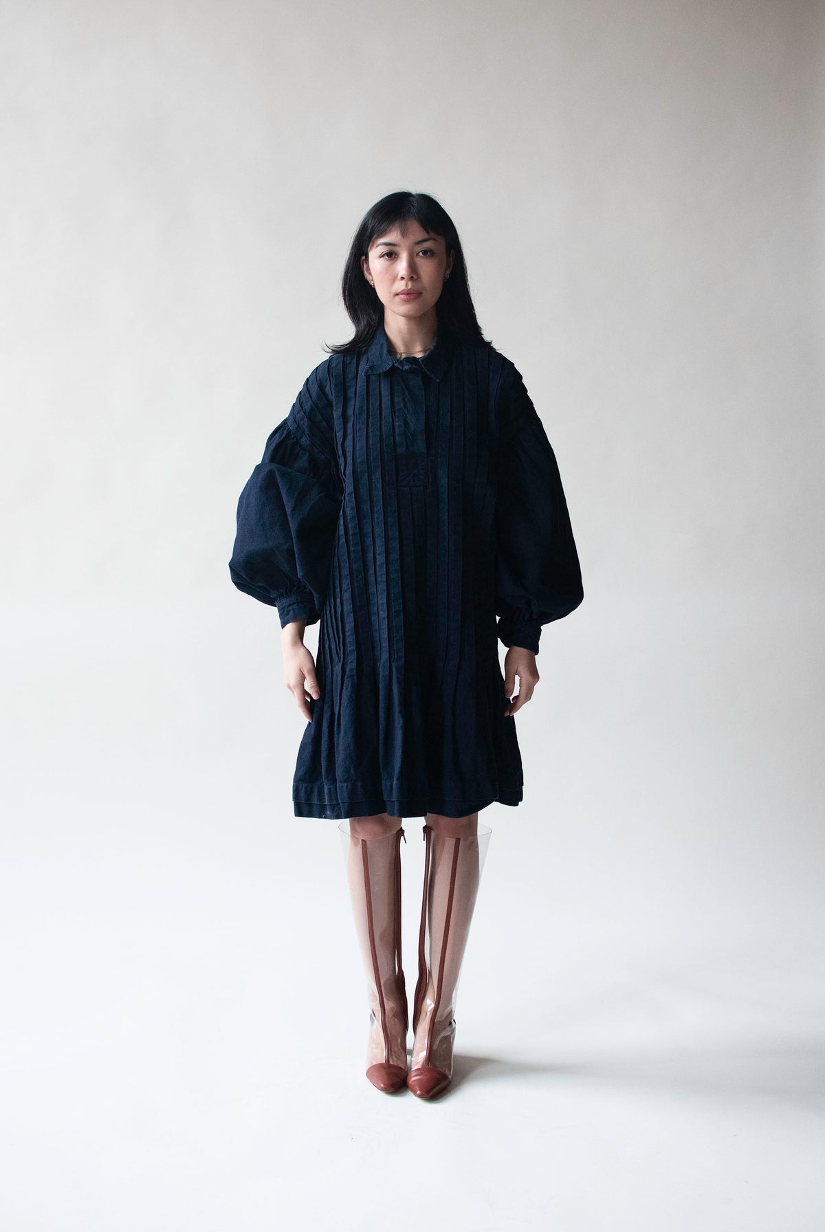 Indigo Balloon Sleeve Dress | Jan Barboglio