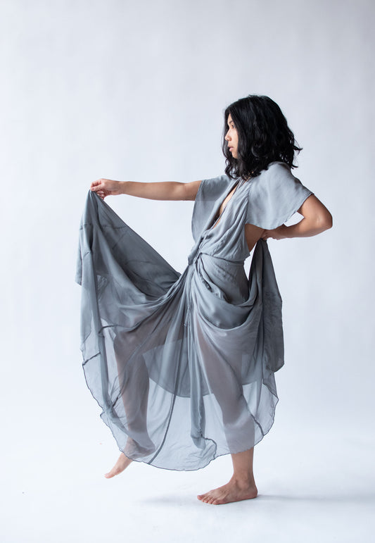 Gray Chiffon Hooded Dress | Vivienne Westwood Couture SS 2003