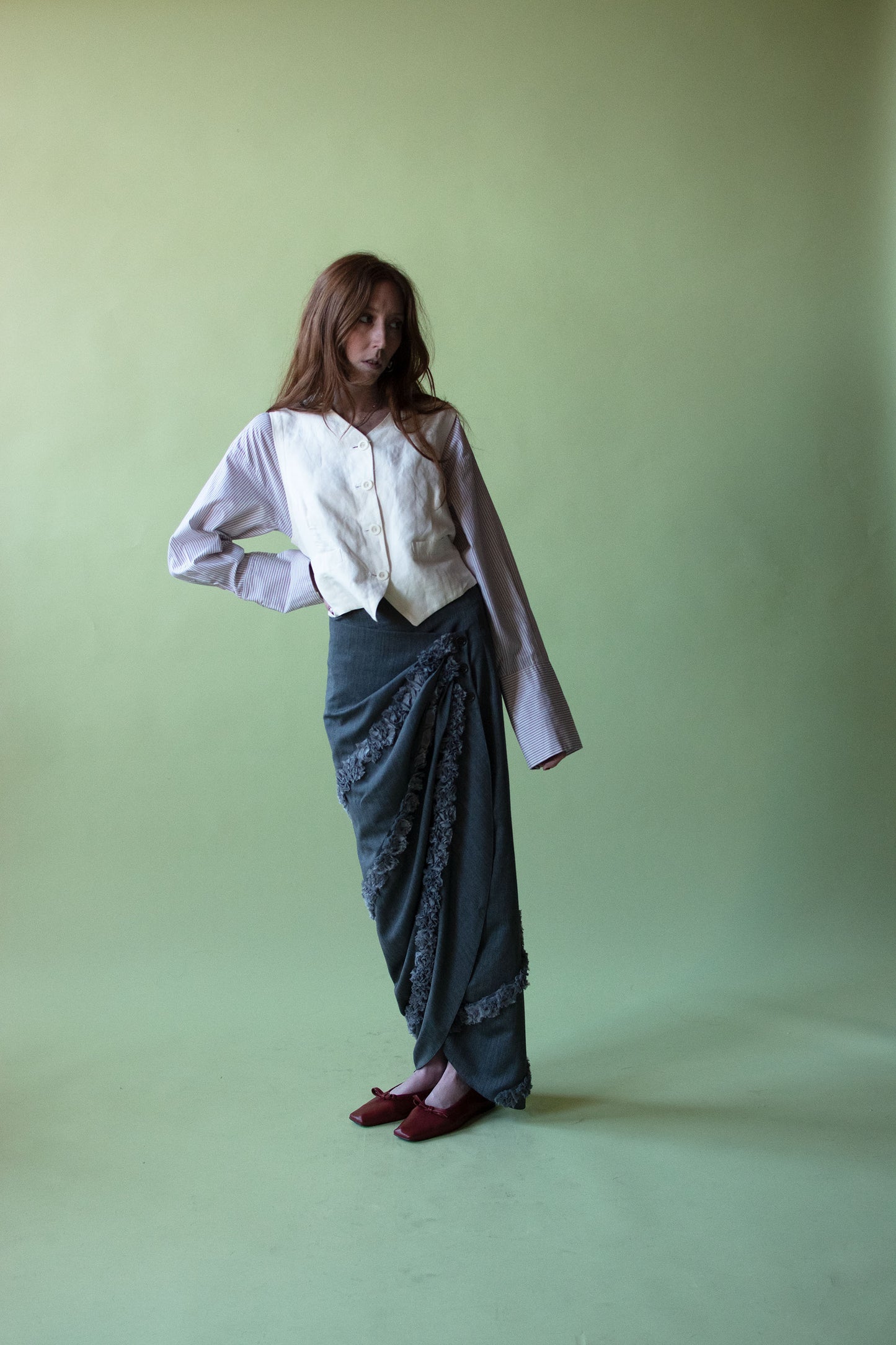 Ruffled Gray Skirt | Romeo Gigli