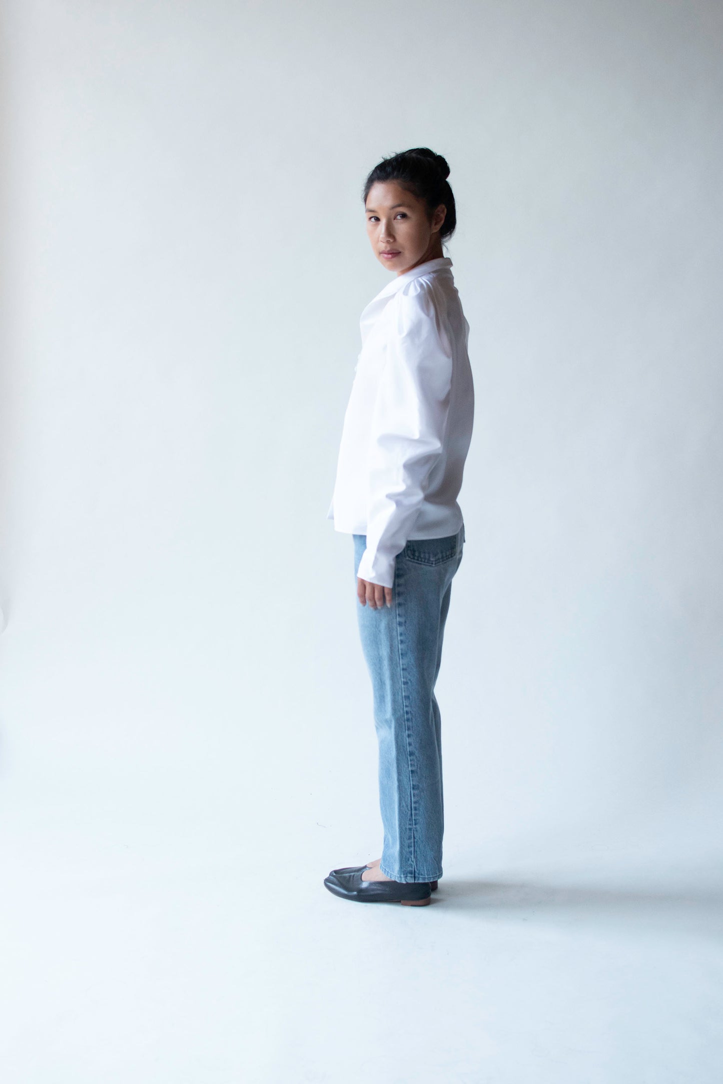 1980s White Taffeta Blouse | Frank Usher