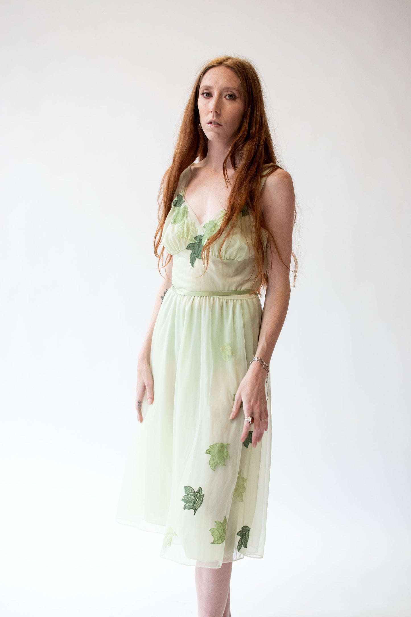 1950s Leaf Applique Nightgown