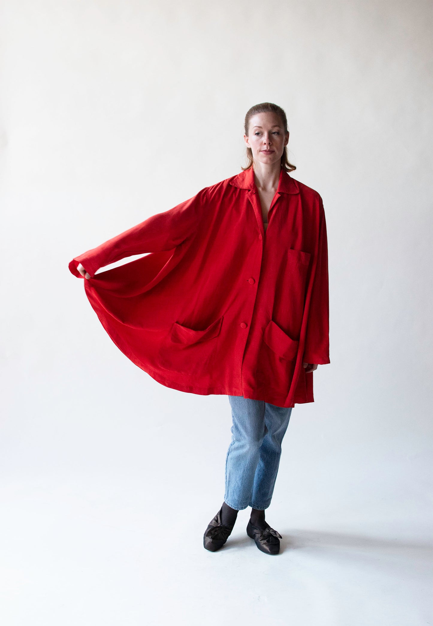 Red Silk Smock Top | Donna Karan
