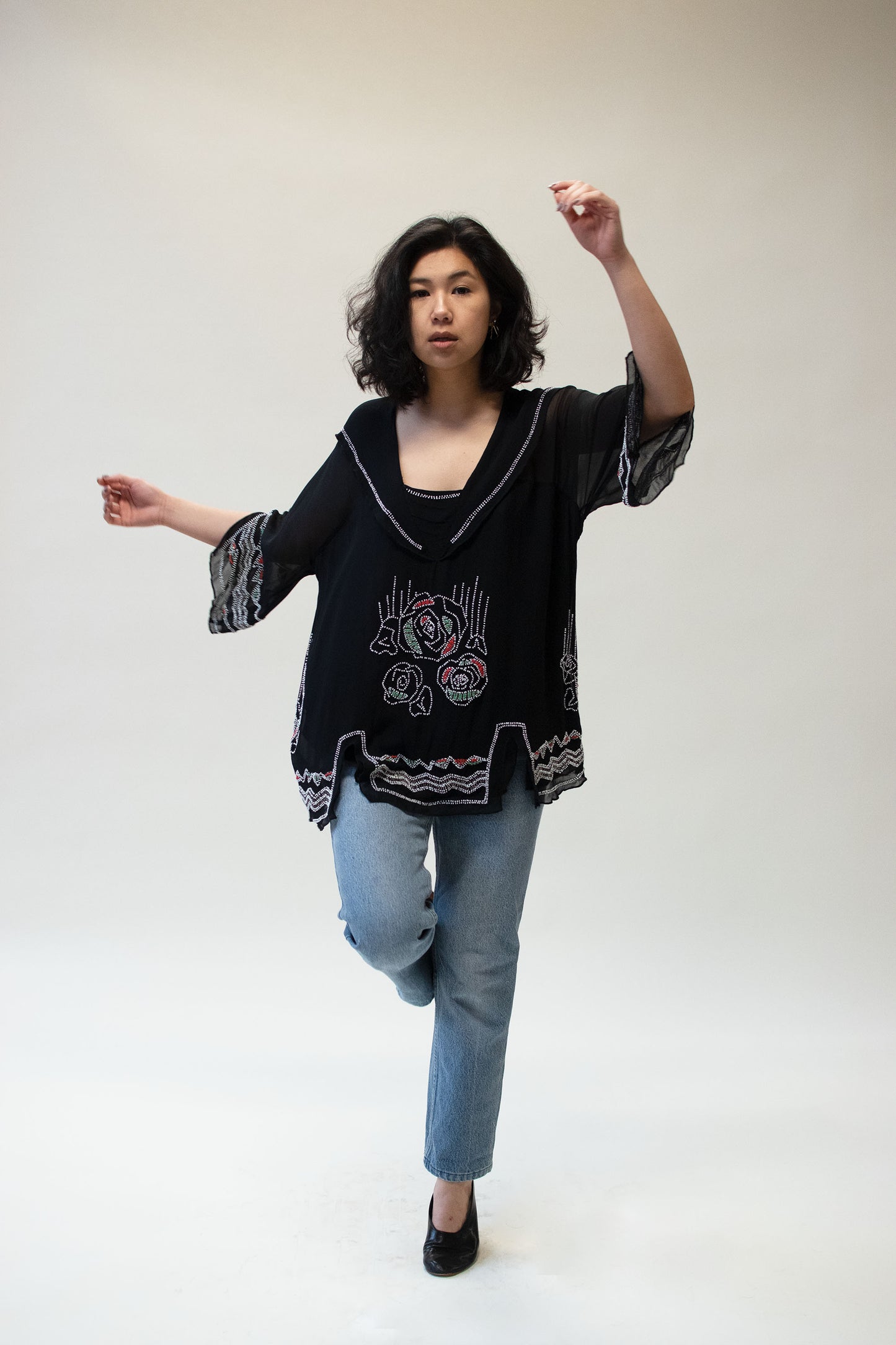 Beaded Chiffon Blouse | Anna Suit