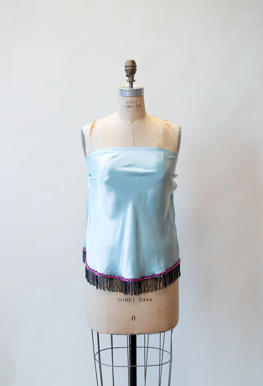Strapless Blue Top W/ Beaded Fringe | Voyage Invest in the Original