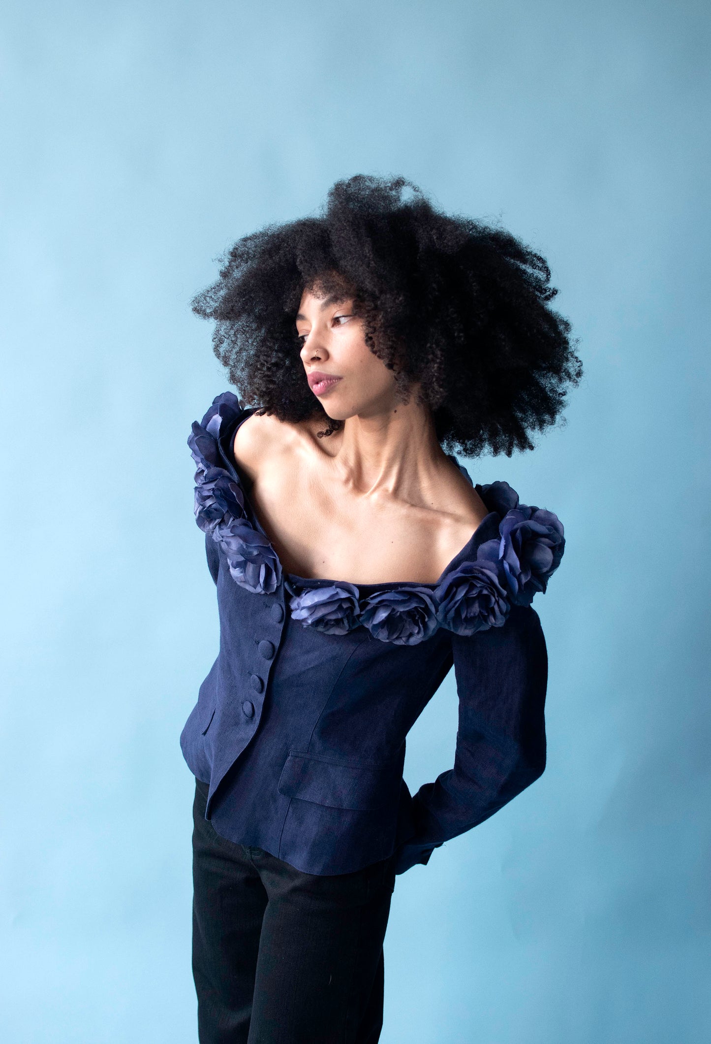 1990s Linen Jacket w/ Flowers | Lulu Bravo