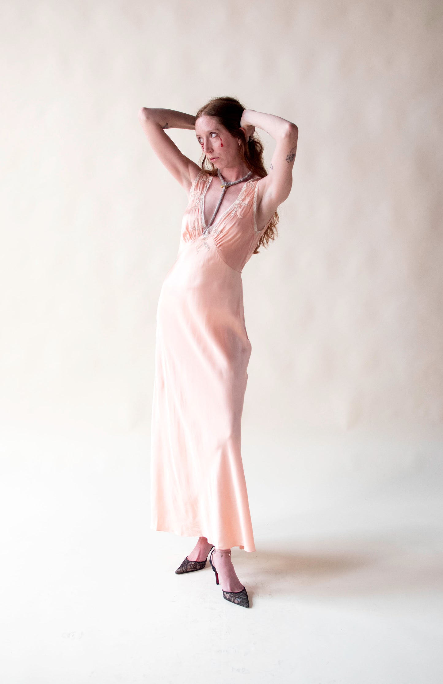 1930s Sweet Pea Peach Nightgown | Yolonde