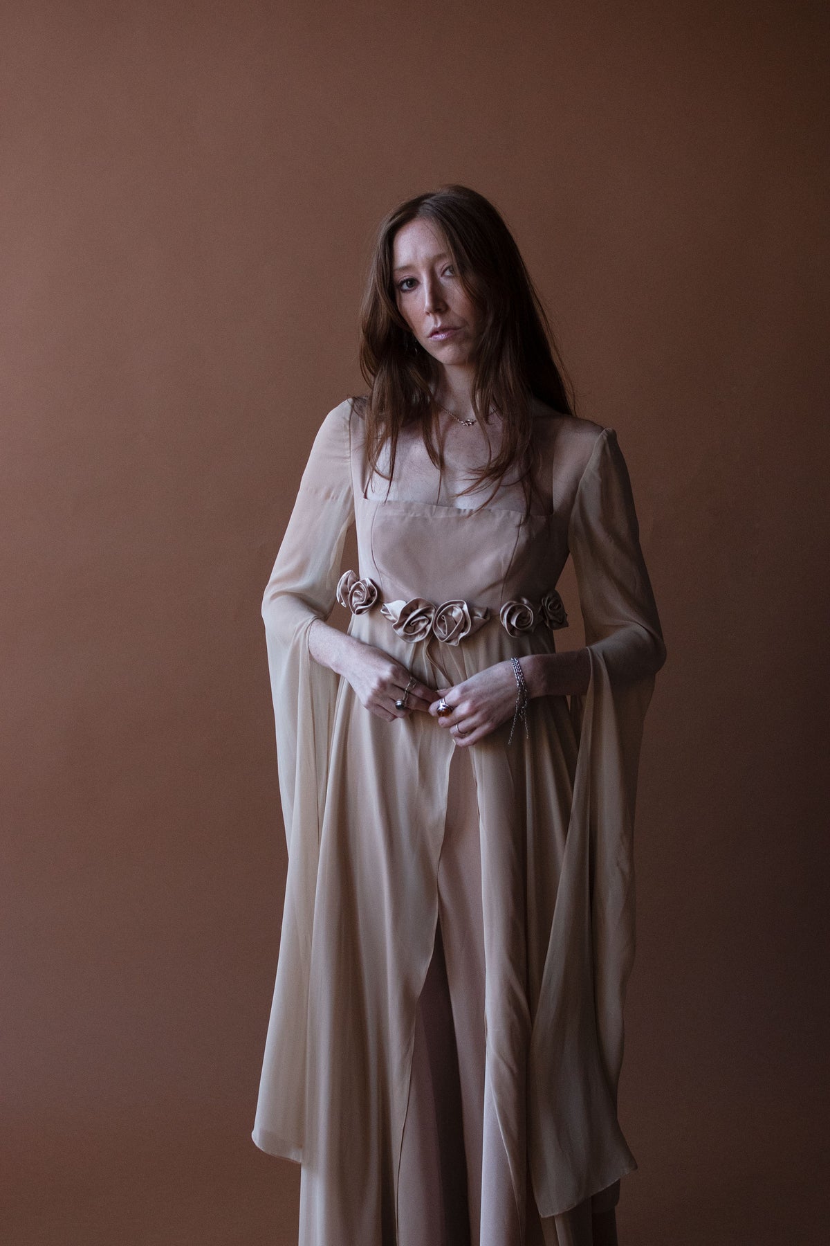 Beige Rosette Dress