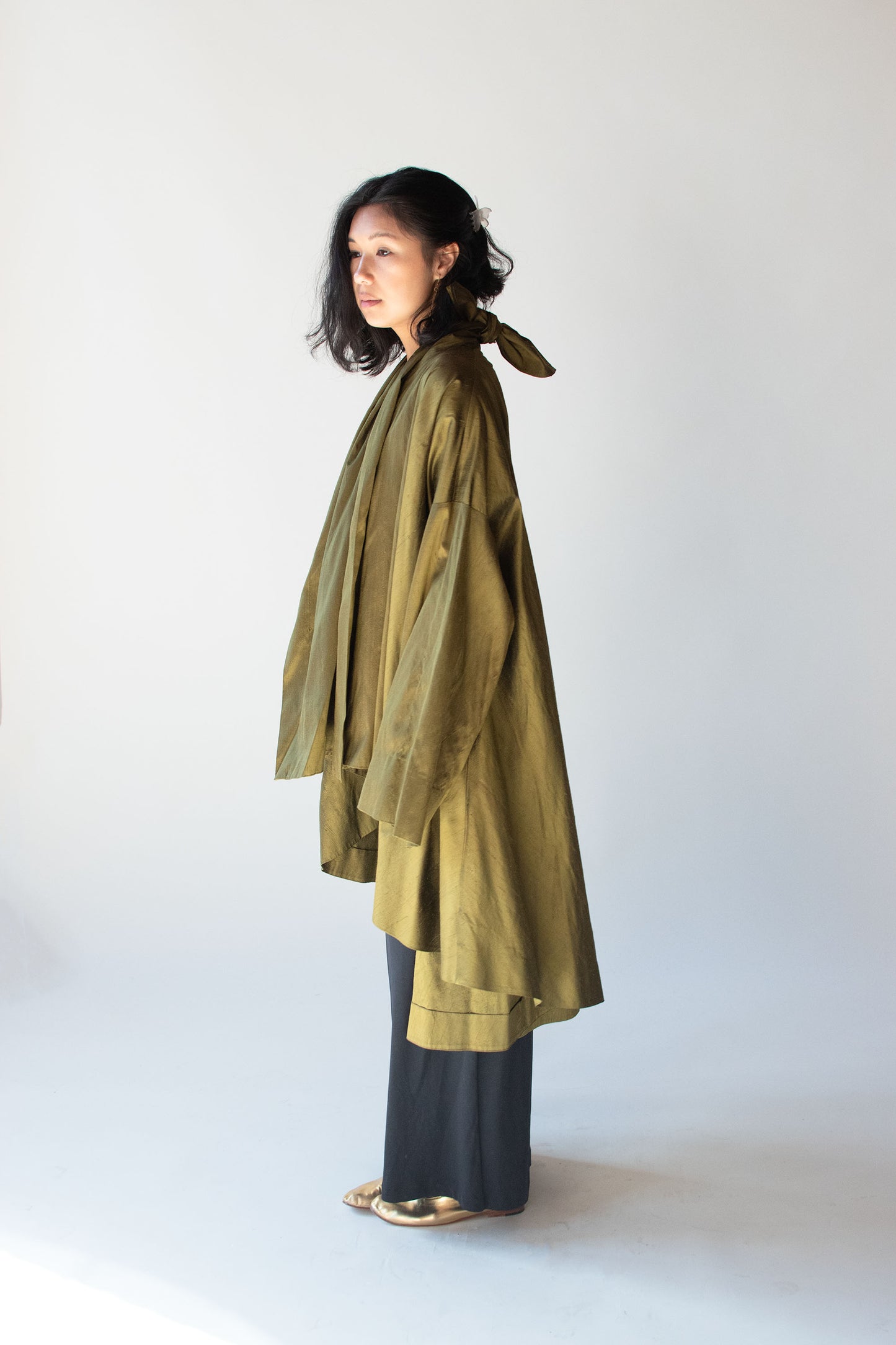 Olive Silk Evening Coat | Romeo Gigli SS 1990