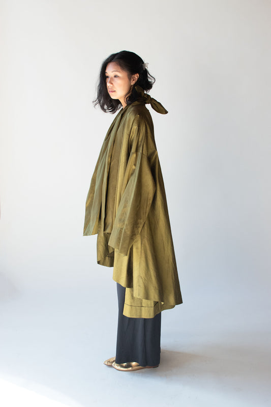 Olive Silk Evening Coat | Romeo Gigli SS 1990