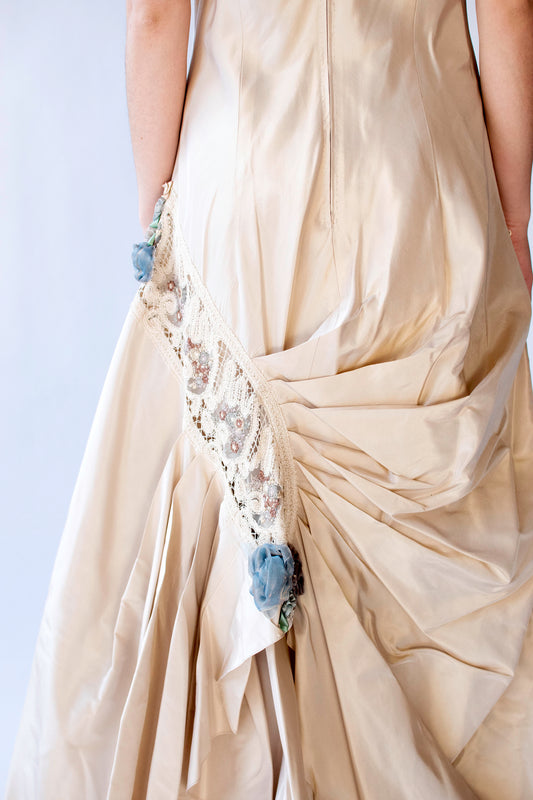 Gathered Beige Gown | Carol Peretz