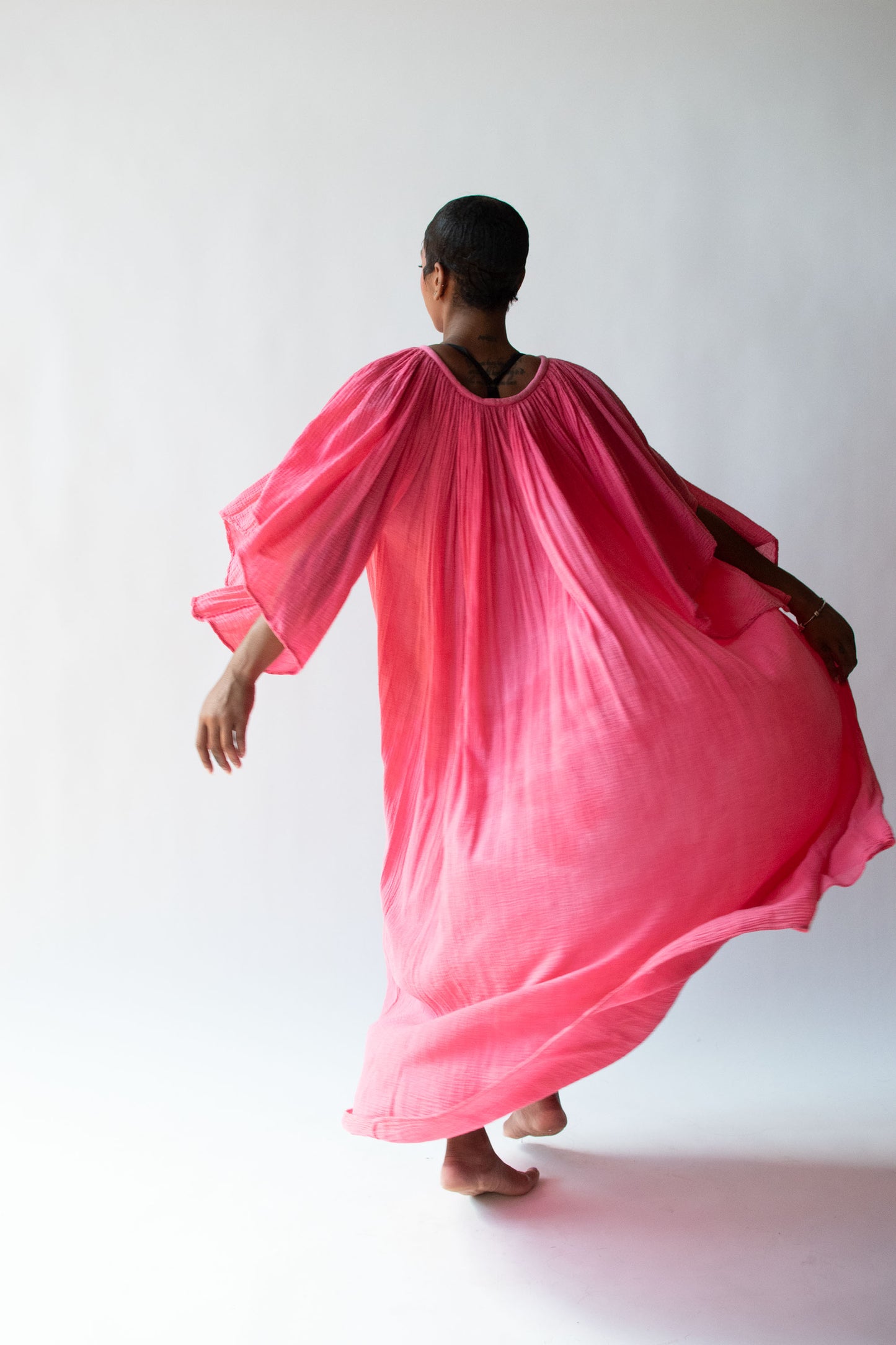 1970s Watermelon Gauze Dress