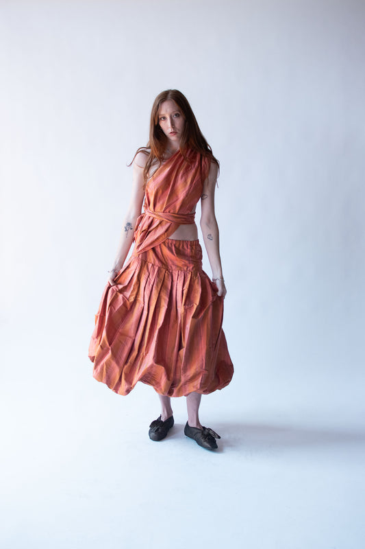 Striped Silk Bubble Skirt | Romeo Gigli for Callaghan SS 1987