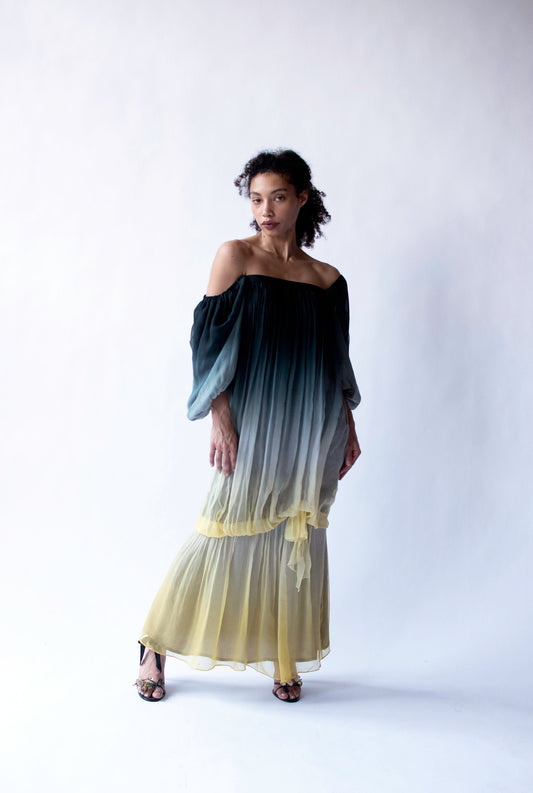 1970s Ombre Chiffon Dress