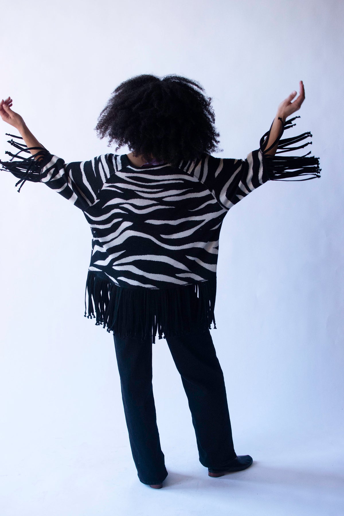 Zebra Print Fringe Pullover | Tuleh
