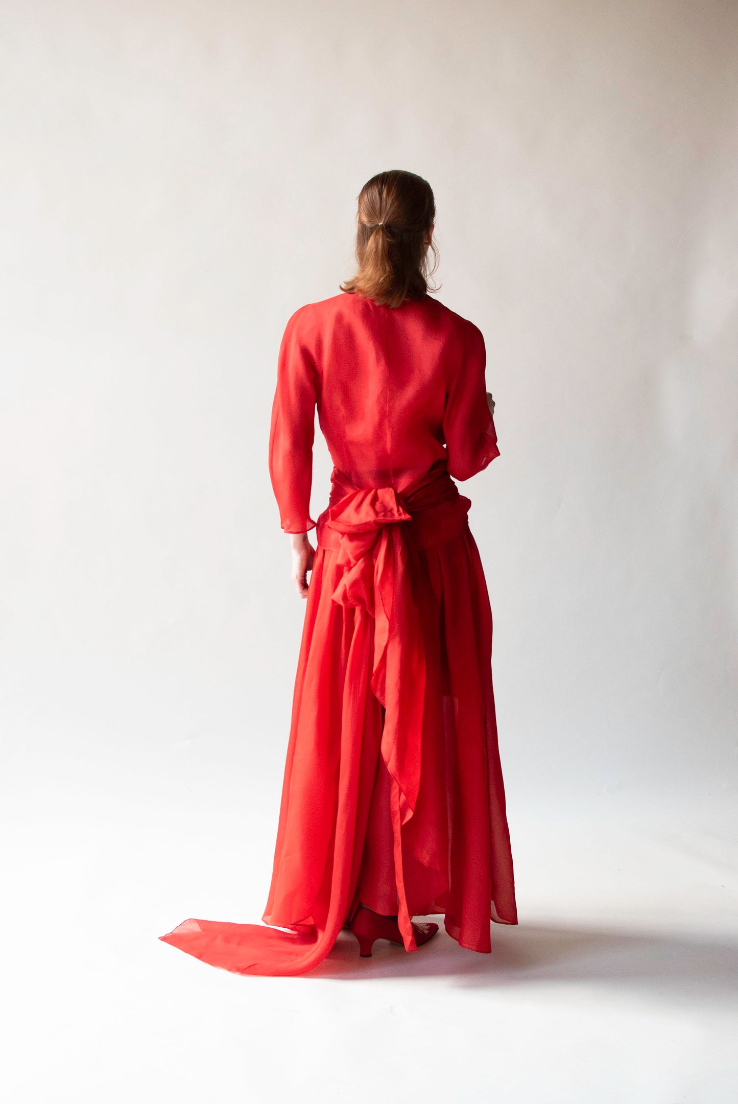 1990s Red Organza Evening Set