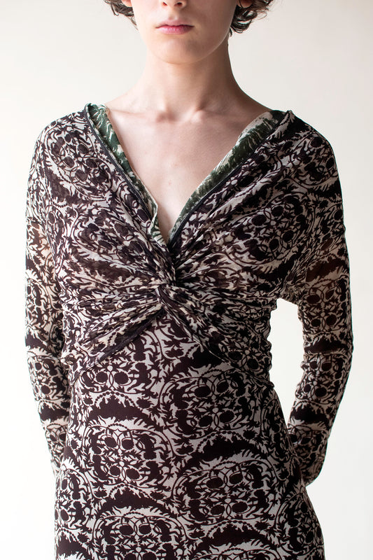 Cherub Print Mesh Dress | Jean Paul Gaultier