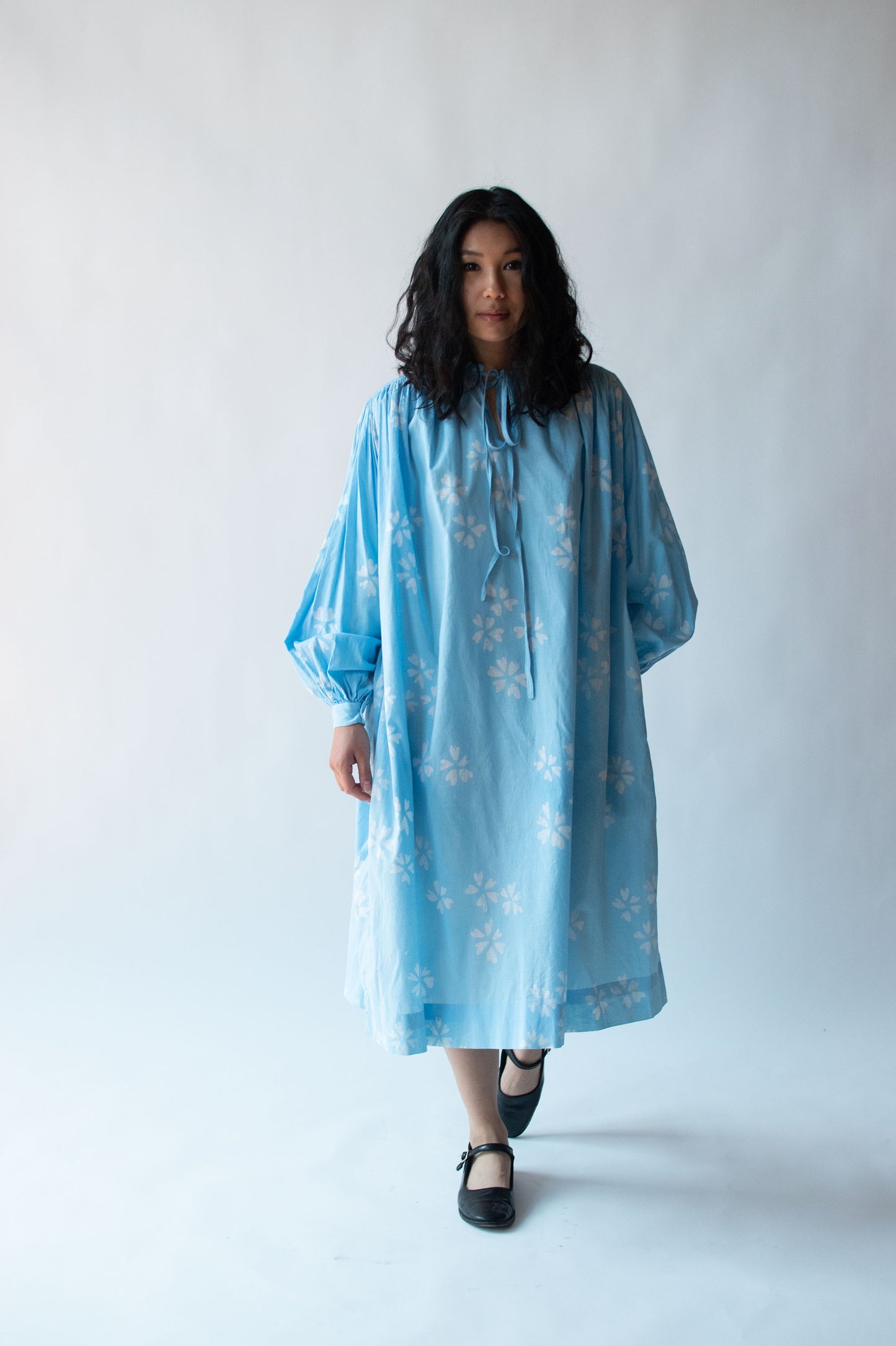 1970s Balloon Sleeve Batik Dress