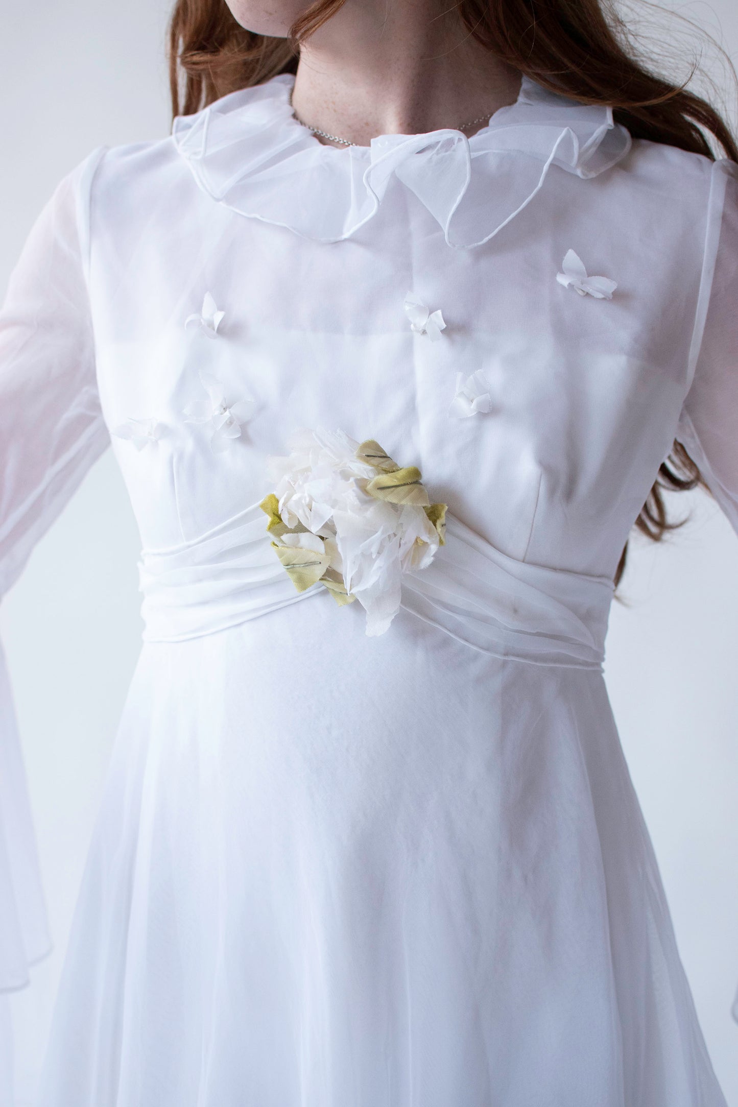 1970s Bell Sleeve Wedding Dress