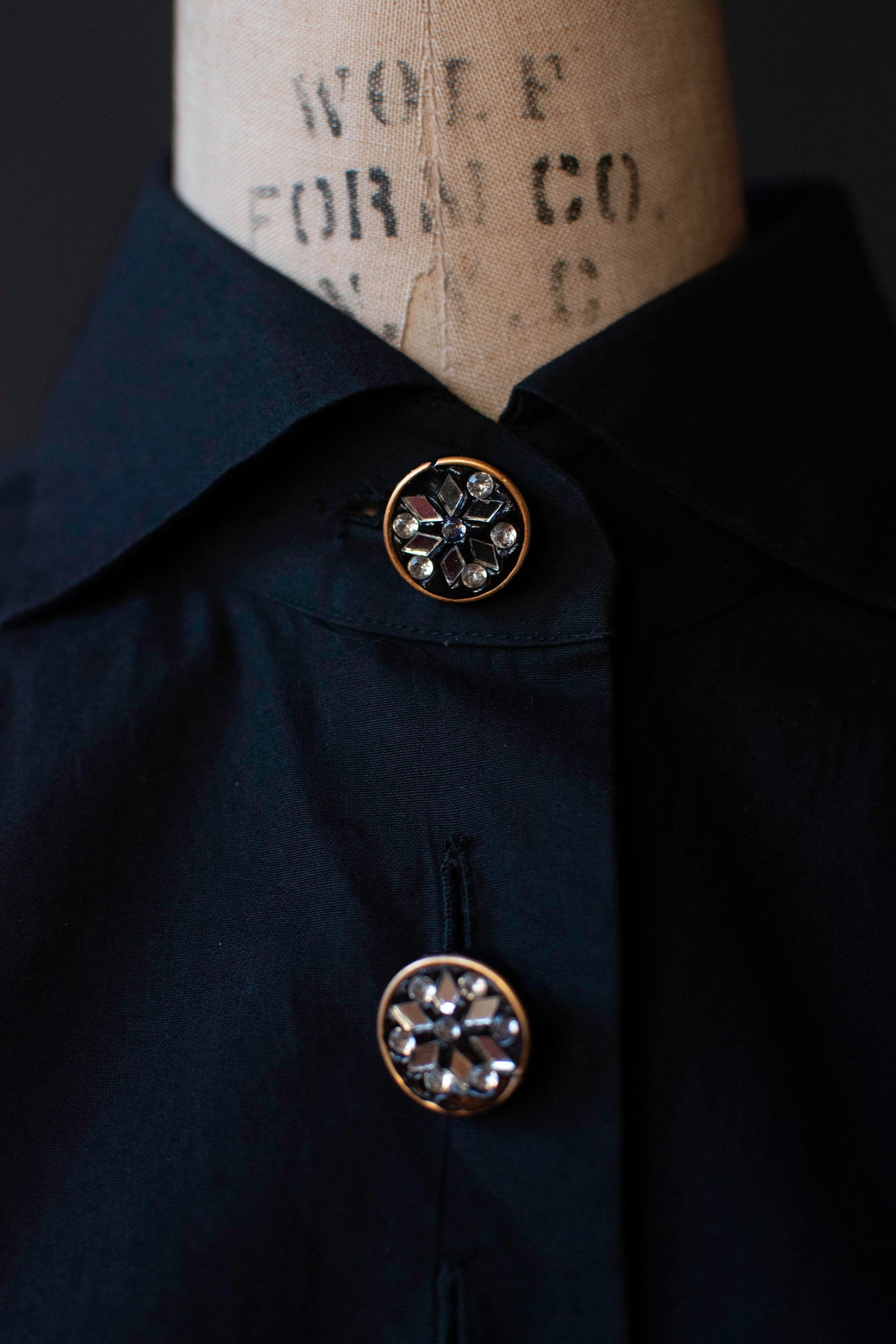 Black Shirt with Mirrored Buttons | Romeo Gigli 1994