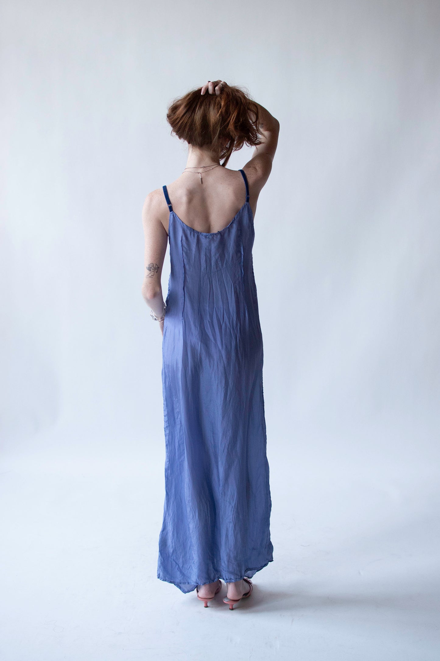 Periwinkle silk slip dress