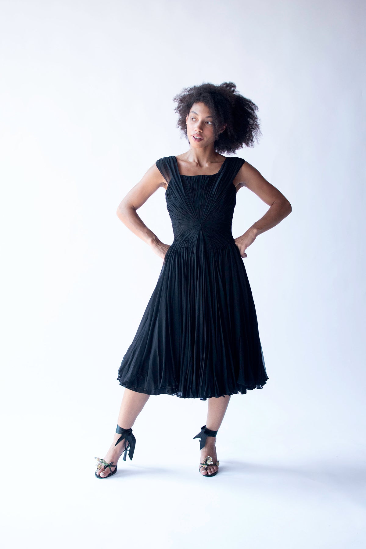 1950s Gathered Chiffon Dress | Nanty