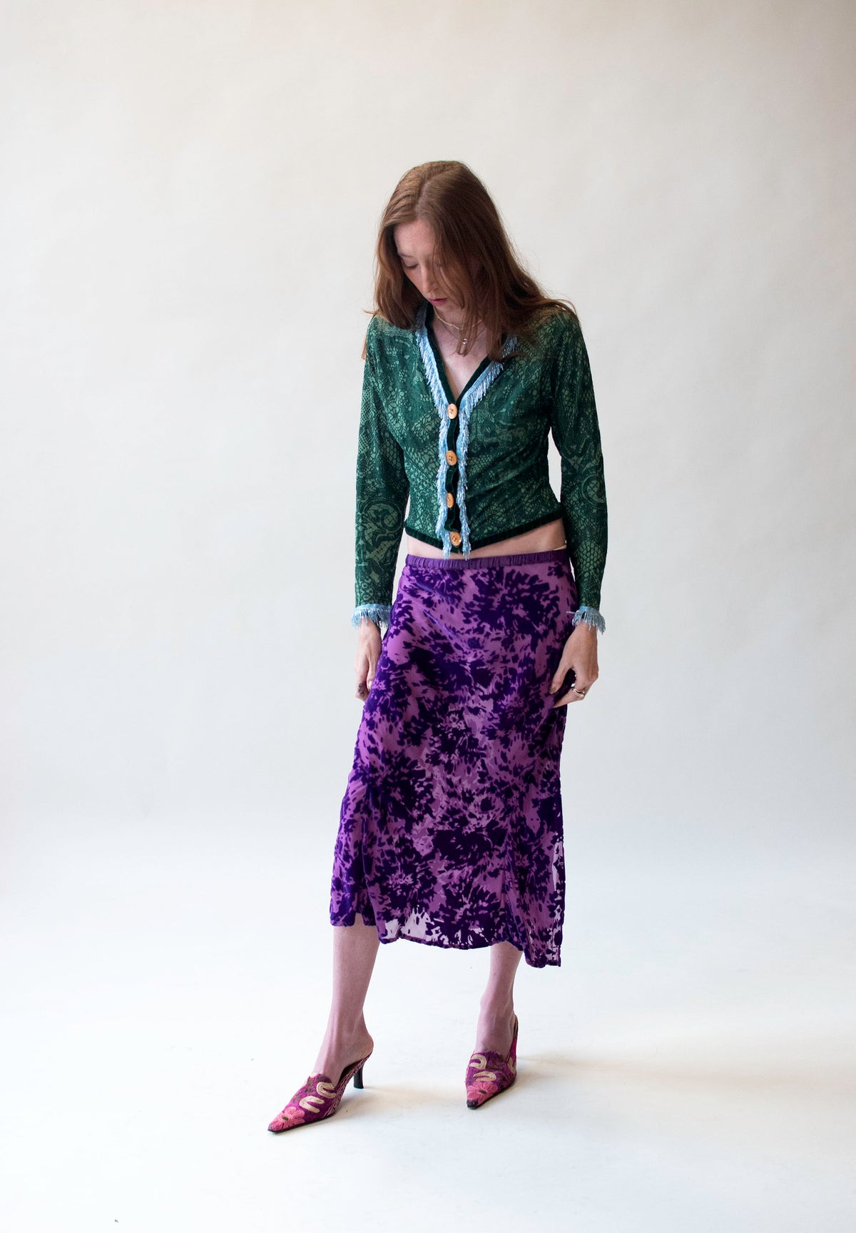 Purple Devoré Velvet Skirt | Voyage Invest in the Original